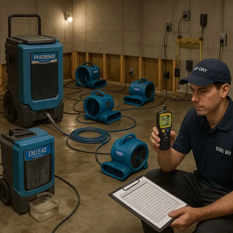 Structural Drying and Dehumidification process in Cedar Park, TX